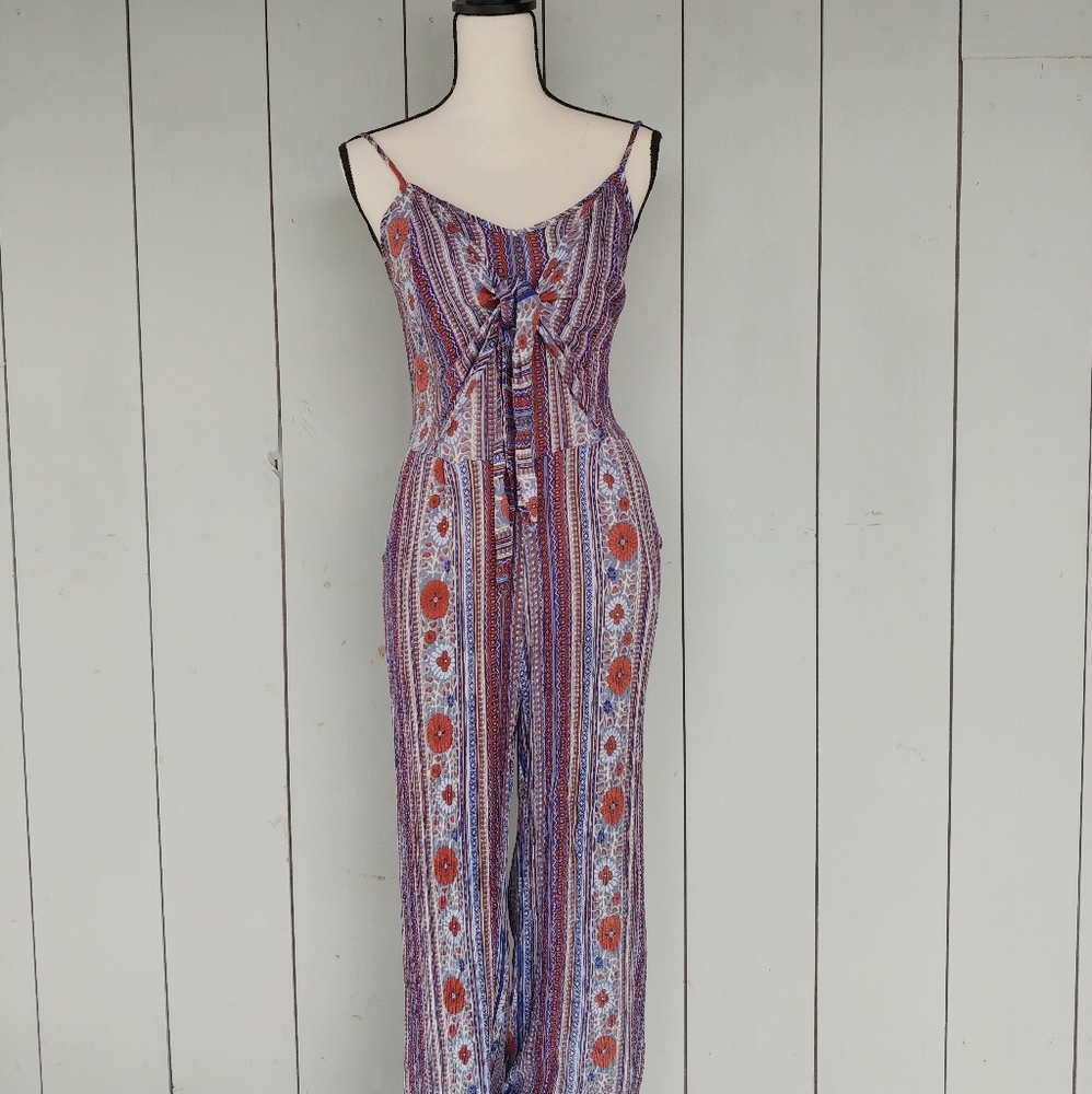 Patrons of Peace Purple and Orange Striped Jumpsuit